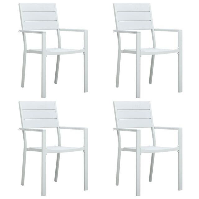Berkfield Home Garden Chairs 4 pcs White HDPE Wood Look - image 1