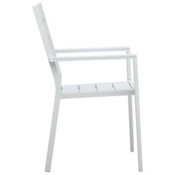 Berkfield Home Garden Chairs 4 pcs White HDPE Wood Look - thumbnail 4