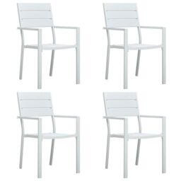 Berkfield Home Garden Chairs 4 pcs White HDPE Wood Look - thumbnail 1