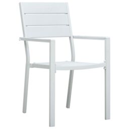 Berkfield Home Garden Chairs 4 pcs White HDPE Wood Look - thumbnail 2