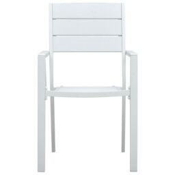 Berkfield Home Garden Chairs 4 pcs White HDPE Wood Look - thumbnail 3
