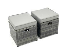 Fimous Rattan Garden Furniture Set Outdoor Lounger Sofa with Coffee Table Armchair 2 Small Footstools Dark Grey Mixed - thumbnail 6