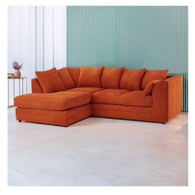 Furniture 786 Hannah Jumbo Cord 4 Seater Left Hand Facing Corner Sofa in Orange - image 1