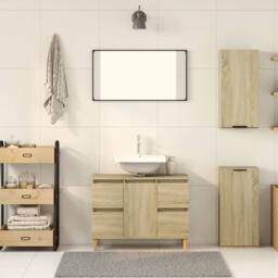 Berkfield Home Wall-mounted Bathroom Cabinet Sonoma Oak 32x20x67 cm in Light Tan - Size: 32 x 20 x 67 cm - thumbnail 1