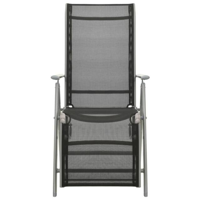 Berkfield Home Reclining Garden Chairs 2 pcs Textilene & Aluminium Silver in Black - image 1