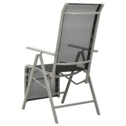 Berkfield Home Reclining Garden Chairs 2 pcs Textilene & Aluminium Silver in Black - thumbnail 5