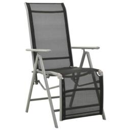 Berkfield Home Reclining Garden Chairs 2 pcs Textilene & Aluminium Silver in Black - thumbnail 3