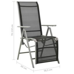 Berkfield Home Reclining Garden Chairs 2 pcs Textilene & Aluminium Silver in Black - thumbnail 9