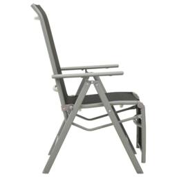 Berkfield Home Reclining Garden Chairs 2 pcs Textilene & Aluminium Silver in Black - thumbnail 4