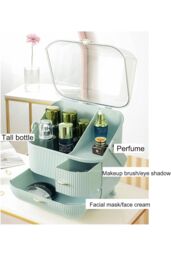 SHEONLY Makeup Storage Organizer Skincare Organisers Cosmetic Display Case with Dust Free Cover Portable Handle in Green - thumbnail 4
