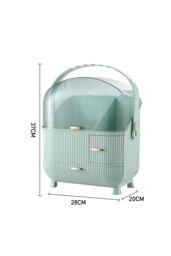 SHEONLY Makeup Storage Organizer Skincare Organisers Cosmetic Display Case with Dust Free Cover Portable Handle in Green - thumbnail 6