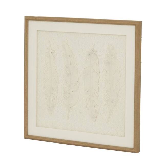 Lemon Pavilion Furniture and Decor Alta Feathers Art Mounted in Beaded Frame - L2 x W50 x H50 cm - Brown in Light Brown