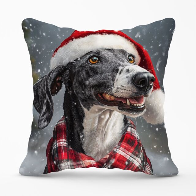 Warren Reed - Designer Christmas Greyhound Cushion in Black - Size: 60 cm x 60 cm - image 1