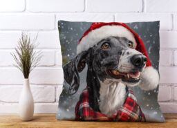Warren Reed - Designer Christmas Greyhound Cushion in Black - Size: 60 cm x 60 cm - thumbnail 2