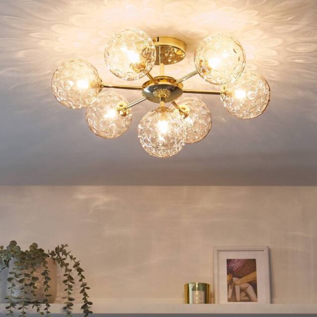 Wyld and Coco 7-Light Beige and Gold Glass Ceiling Fixture - image 1
