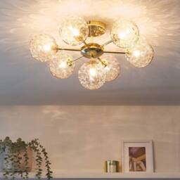 Wyld and Coco 7-Light Beige and Gold Glass Ceiling Fixture - thumbnail 1