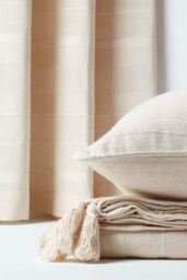 Homescapes Cotton Rajput Ribbed Curtain Pair in Natural - Size: 167 cm width x 137 cm drop - thumbnail 4