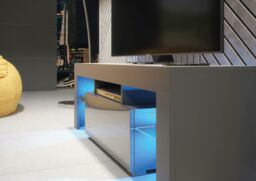 Mex Furniture LTD TV Unit with LED Lighting & Gloss Doors / 130cm in Dark Grey - thumbnail 5