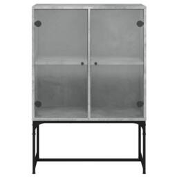 Berkfield Home Side Cabinet with Glass Doors Concrete Grey 69x37x100 cm - Size: 69 x 37 x 100 cm - thumbnail 6