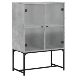 Berkfield Home Side Cabinet with Glass Doors Concrete Grey 69x37x100 cm - Size: 69 x 37 x 100 cm - thumbnail 1