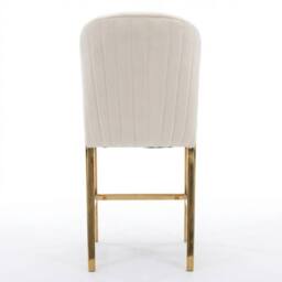 HOME LUXE INTERIOR Fabio Beige Velvet Barstool with Gold Frame - Luxury Breakfast Stool - thumbnail 2