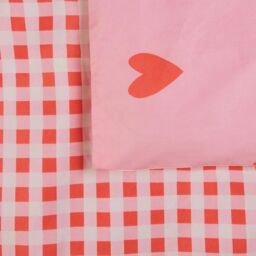 OHS Gingham Duvet Cover Bedding Set Microfibre Quilt Pillowcase Heart Check in Pink - Size: Single - thumbnail 6