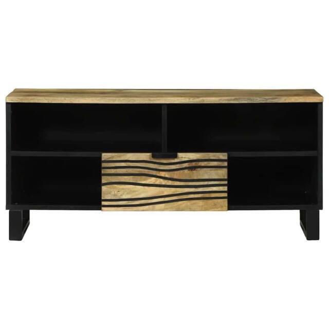 Berkfield Home TV Cabinet - 100 x 33.5 x 46 cm, made from solid mango wood in Brown - Size: 100 x 33.5 x 46 cm - image 1