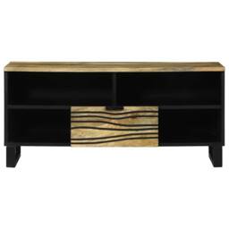 Berkfield Home TV Cabinet - 100 x 33.5 x 46 cm, made from solid mango wood in Brown - Size: 100 x 33.5 x 46 cm - thumbnail 1