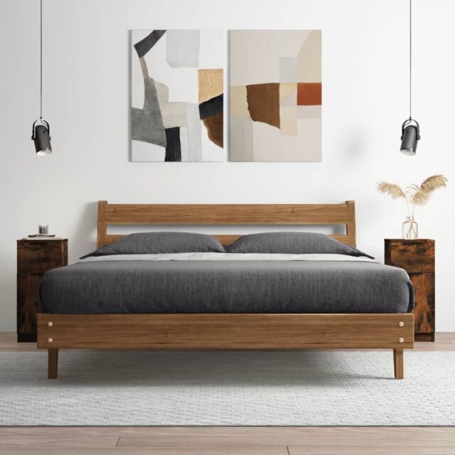Berkfield Home Sideboard Smoked Oak 30x30x70 cm Engineered Wood in Brown - Size: 30 x 30 x 70 cm - image 1