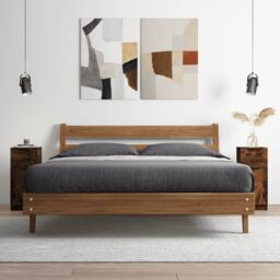 Berkfield Home Sideboard Smoked Oak 30x30x70 cm Engineered Wood in Brown - Size: 30 x 30 x 70 cm - thumbnail 1