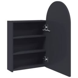 Berkfield Home Bathroom Mirror Cabinet with LED Light Arched Grey 42x13x70 cm - Size: 42 x 13 x 70 cm - thumbnail 5