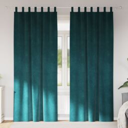 Berkfield Home Blackout Curtains with Hanging Loops 2 pcs Dark Green Velvet