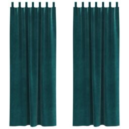 Berkfield Home Blackout Curtains with Hanging Loops 2 pcs Dark Green Velvet - thumbnail 2