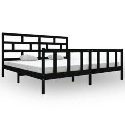 Berkfield Home Bed Frame Black Solid Wood Pine 200x200 cm - thumbnail 2