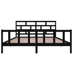 Berkfield Home Bed Frame Black Solid Wood Pine 200x200 cm - thumbnail 4