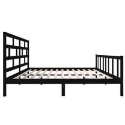 Berkfield Home Bed Frame Black Solid Wood Pine 200x200 cm - thumbnail 5