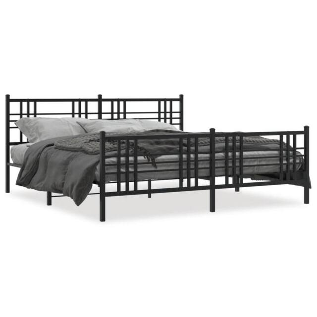 Berkfield Home Metal Bed Frame without Mattress with Footboard Black 193x203cm - Size: 193x203 cm - image 1