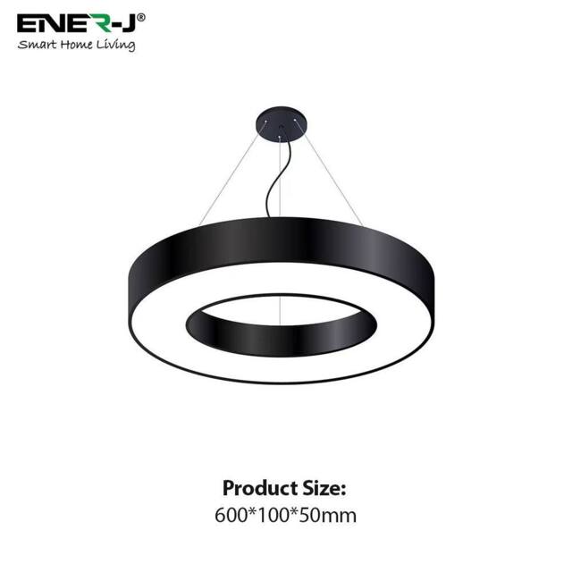 ENER-J 36W Hollow Round Pendant Light Size Diameter 60 cms Lampshade height in Black - image 1