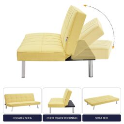 Bravich LTD Click Clack Fabric Sofa Bed - 3 Seater in Yellow - thumbnail 4