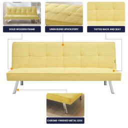 Bravich LTD Click Clack Fabric Sofa Bed - 3 Seater in Yellow - thumbnail 3