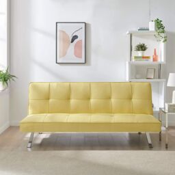 Bravich LTD Click Clack Fabric Sofa Bed - 3 Seater in Yellow - thumbnail 1