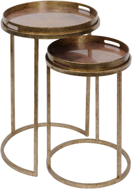 Libra Interiors Vienna Antique Gold Atlas Set Of 2 Side Tray Tables - image 1