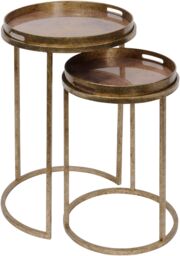 Libra Interiors Vienna Antique Gold Atlas Set Of 2 Side Tray Tables - thumbnail 1