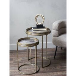 Libra Interiors Vienna Antique Gold Atlas Set Of 2 Side Tray Tables - thumbnail 4