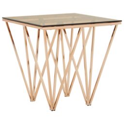 Orsina Sleek Square Rose Gold End Table, Versatile Statement Side Table, Contemporary Livingroom Side Table - thumbnail 2