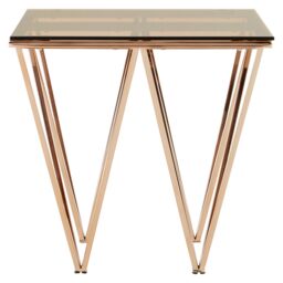 Orsina Sleek Square Rose Gold End Table, Versatile Statement Side Table, Contemporary Livingroom Side Table - thumbnail 1