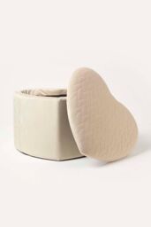 Homescapes Arundel Heart-Shaped Velvet Footstool with Storage in Cream - thumbnail 3
