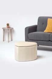 Homescapes Arundel Heart-Shaped Velvet Footstool with Storage in Cream - thumbnail 4