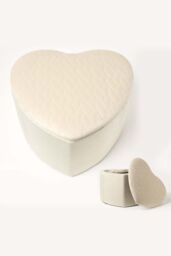 Homescapes Arundel Heart-Shaped Velvet Footstool with Storage in Cream - thumbnail 1