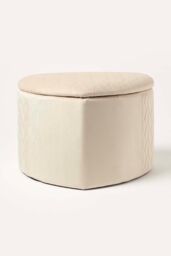 Homescapes Arundel Heart-Shaped Velvet Footstool with Storage in Cream - thumbnail 2
